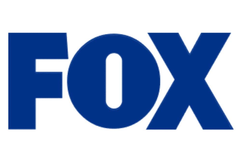 FOX logo in bold blue text on a light background.