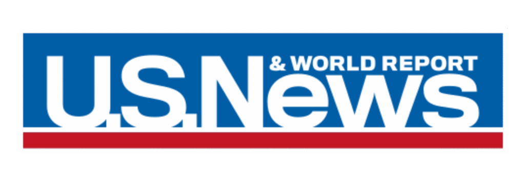 U.S. News & World Report logo in blue, red, and white.