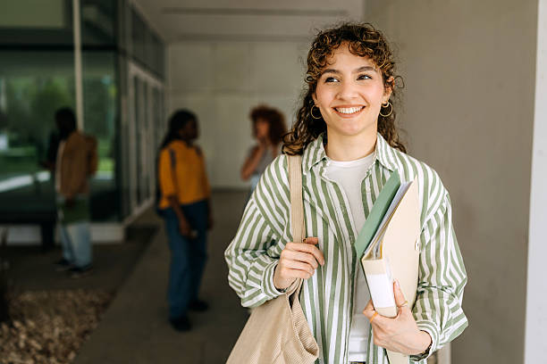 Portrait of cheerful female student